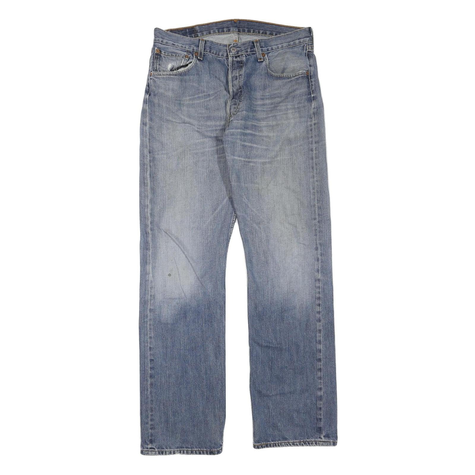 LEVI'S 501 Mens Jeans Blue Regular Straight Denim Medium W34 L34 Classic Button
