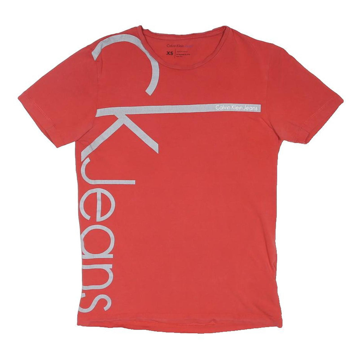 CALVIN KLEIN JEANS Mens Red Crew Neck Short Sleeve Graphic T-Shirt XS