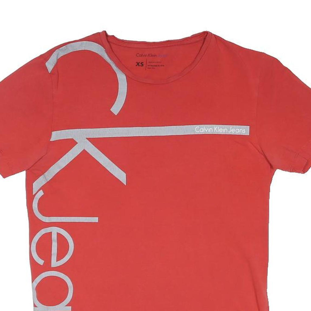 CALVIN KLEIN JEANS Mens Red Crew Neck Short Sleeve Graphic T-Shirt XS