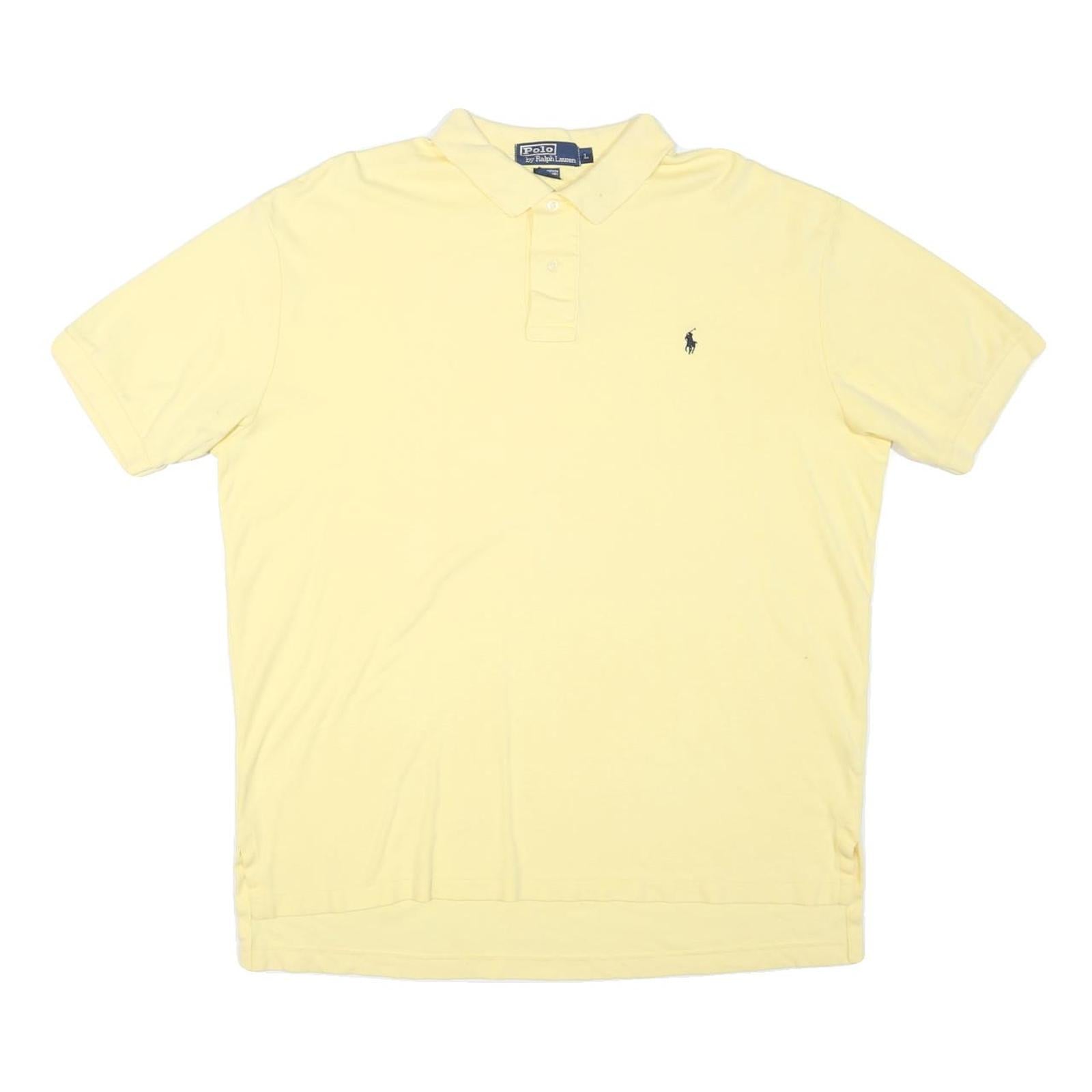 POLO RALPH LAUREN Mens Yellow Short Sleeve Plain L Cotton Blend Polo Shirt
