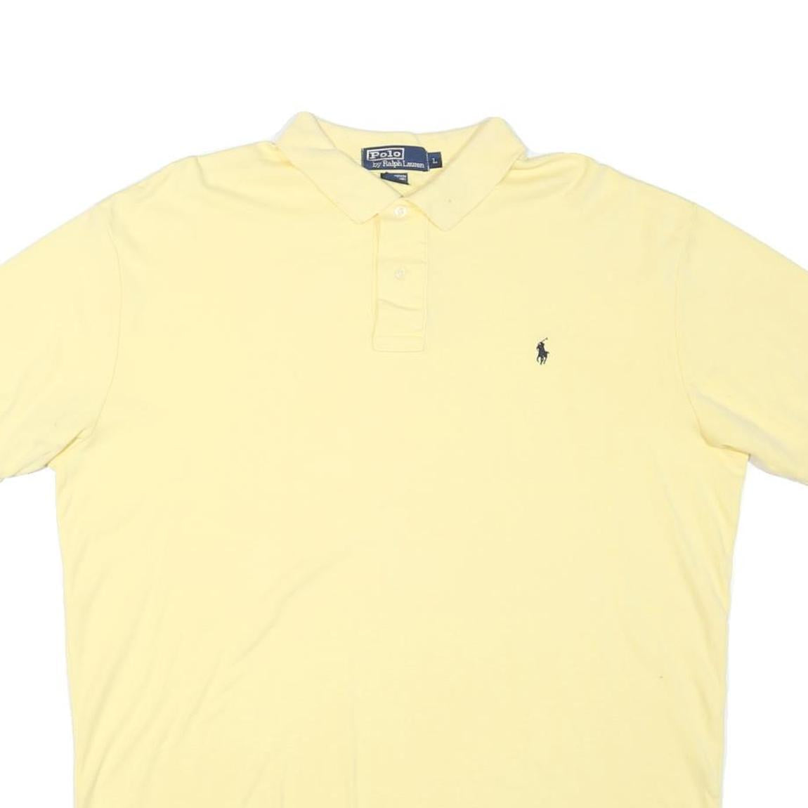 POLO RALPH LAUREN Mens Yellow Short Sleeve Plain L Cotton Blend Polo Shirt