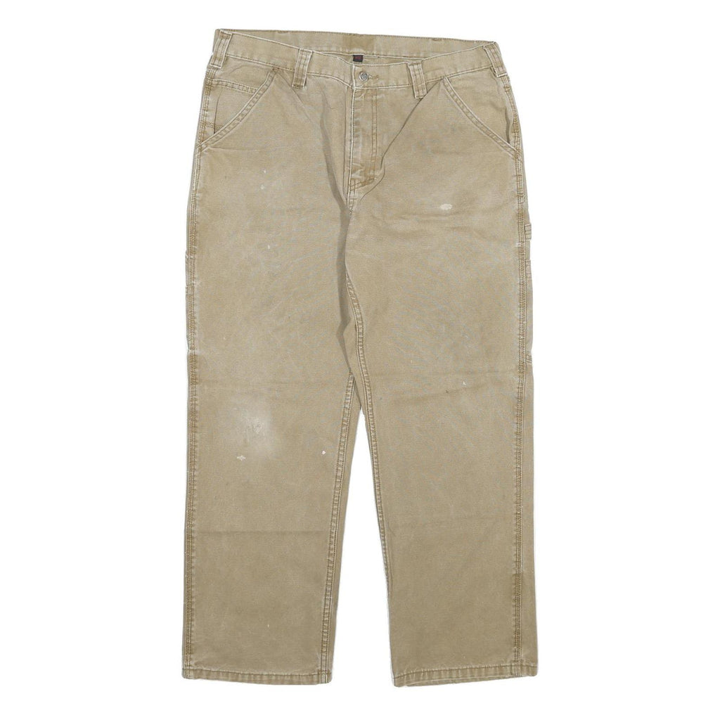 DICKIES Mens Beige Regular Fit Straight Denim W36 L30 Zip Cotton Blend Workwear