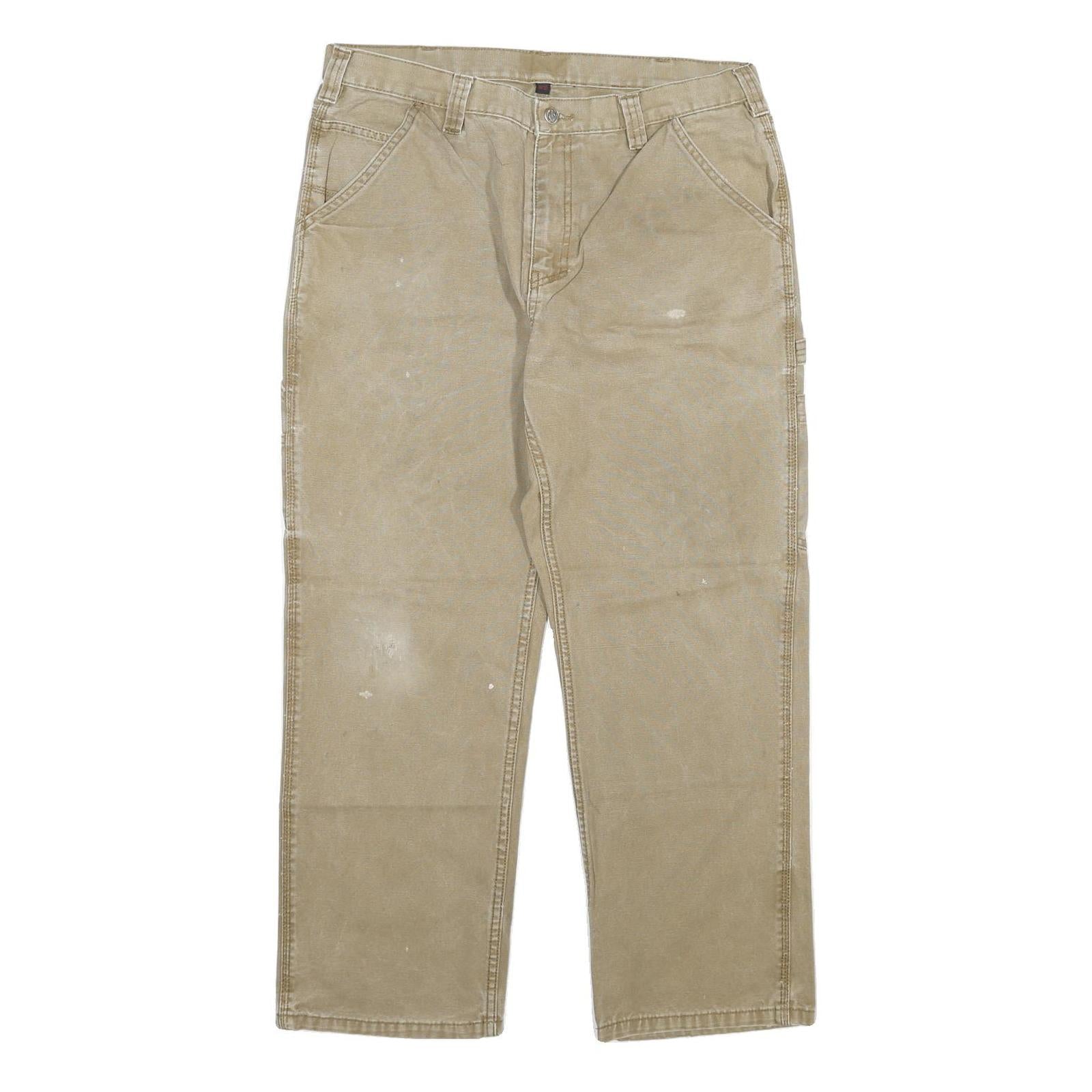 DICKIES Mens Beige Regular Fit Straight Denim W36 L30 Zip Cotton Blend Workwear