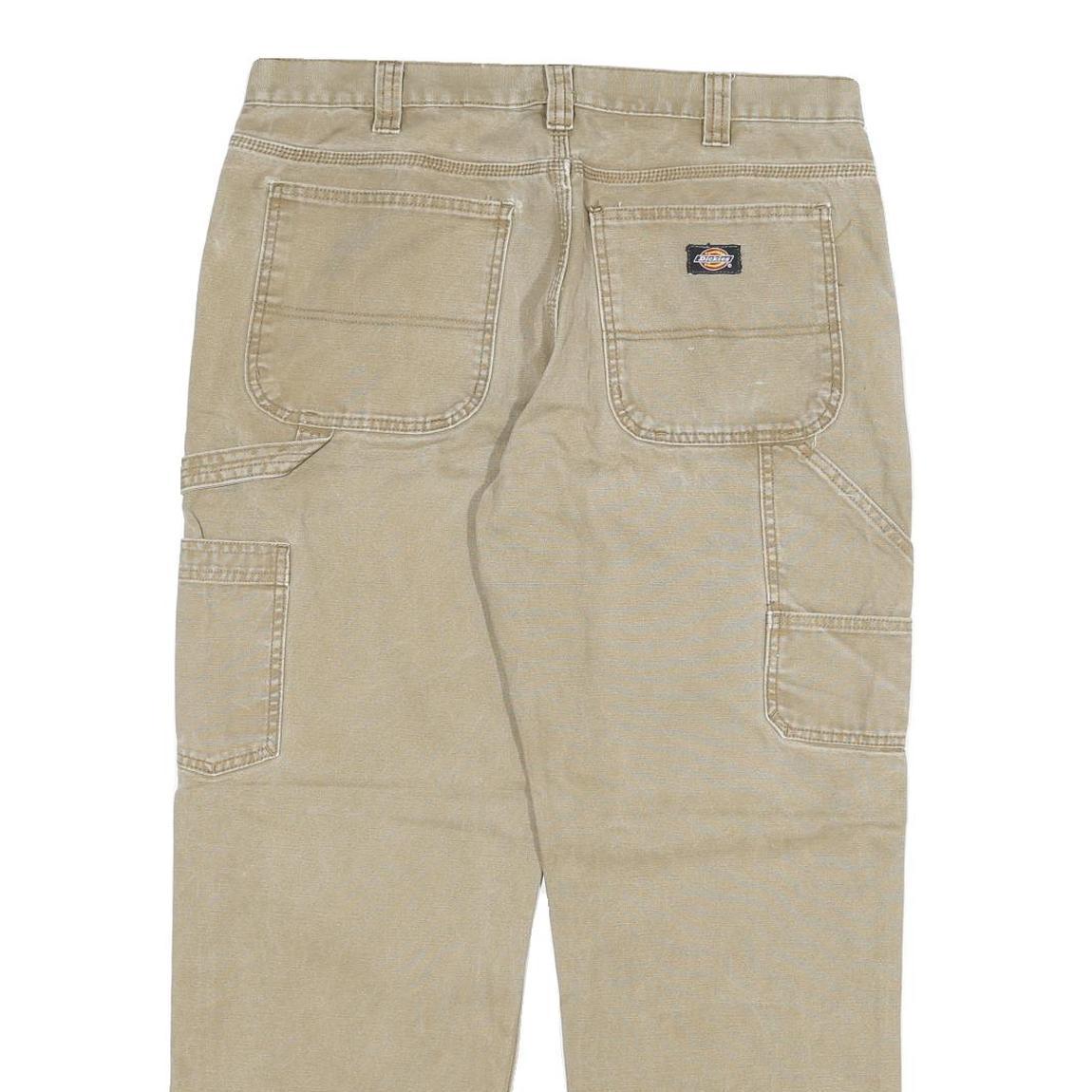 DICKIES Mens Beige Regular Fit Straight Denim W36 L30 Zip Cotton Blend Workwear