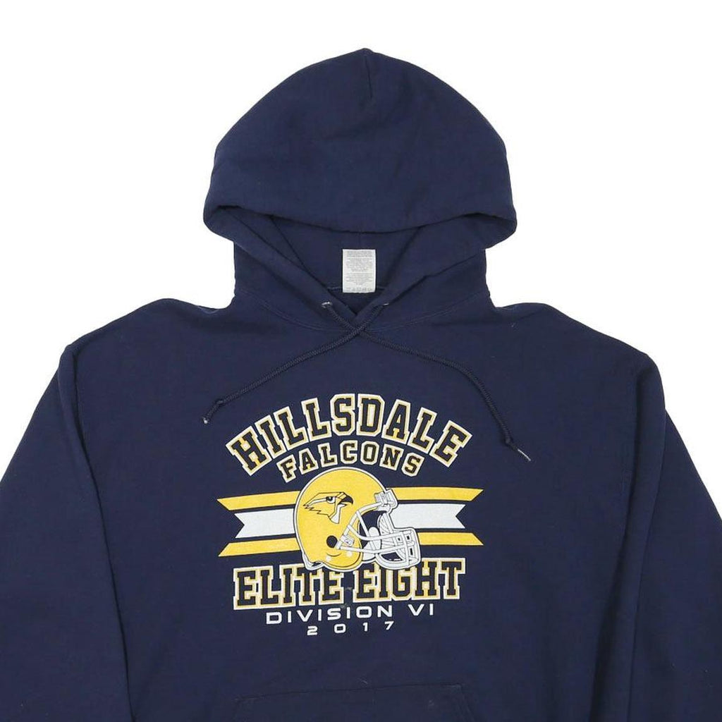 JERZEES Mens Navy Hillsdale Falcons Pullover Hoodie L Elite Eight 2017 Print