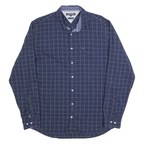 TOMMY HILFIGER Mens Blue Checked Cotton Blend Shirt XL Classic Fit Button-Up