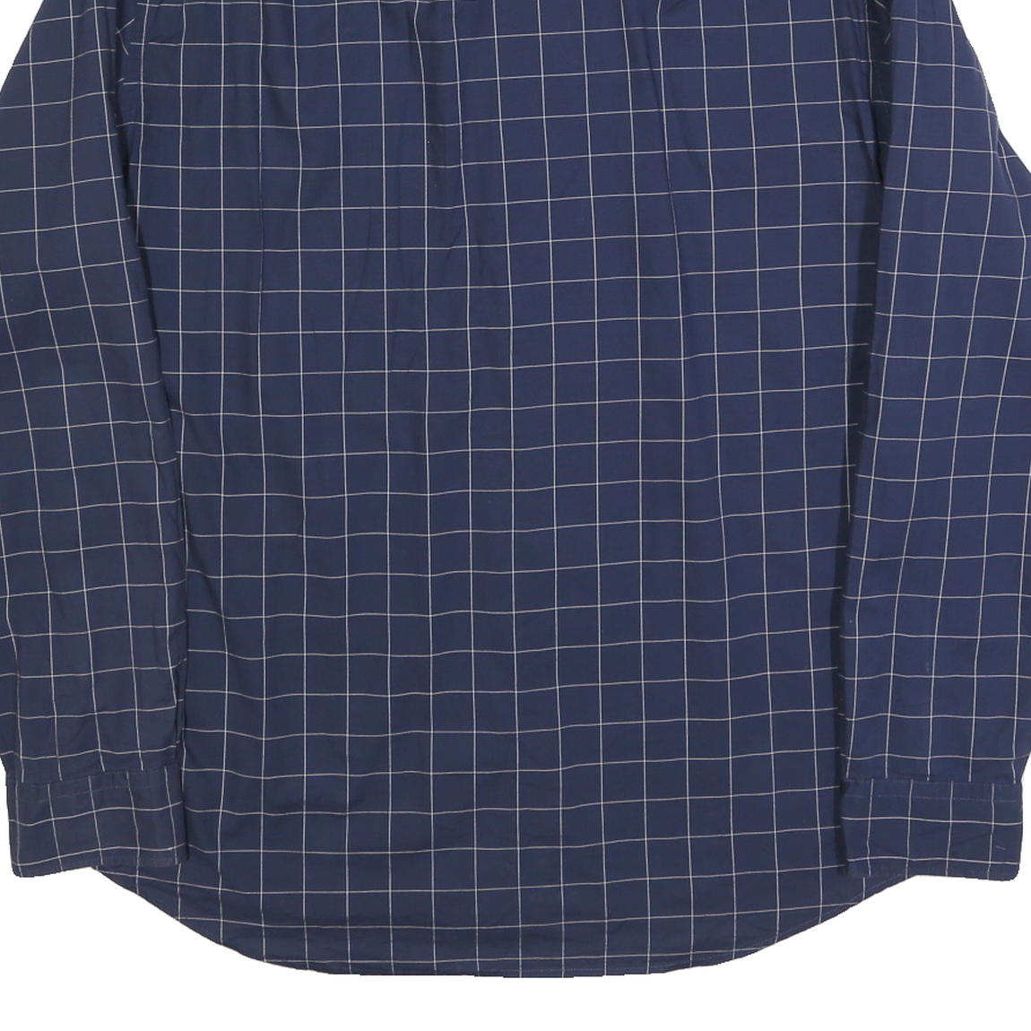 TOMMY HILFIGER Mens Blue Checked Cotton Blend Shirt XL Classic Fit Button-Up