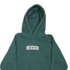 LEVI'S Mens Green Pullover Hoodie S Cotton Blend Drawstring Casual Sweatshirt