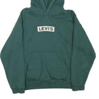 LEVI'S Mens Green Pullover Hoodie S Cotton Blend Drawstring Casual Sweatshirt