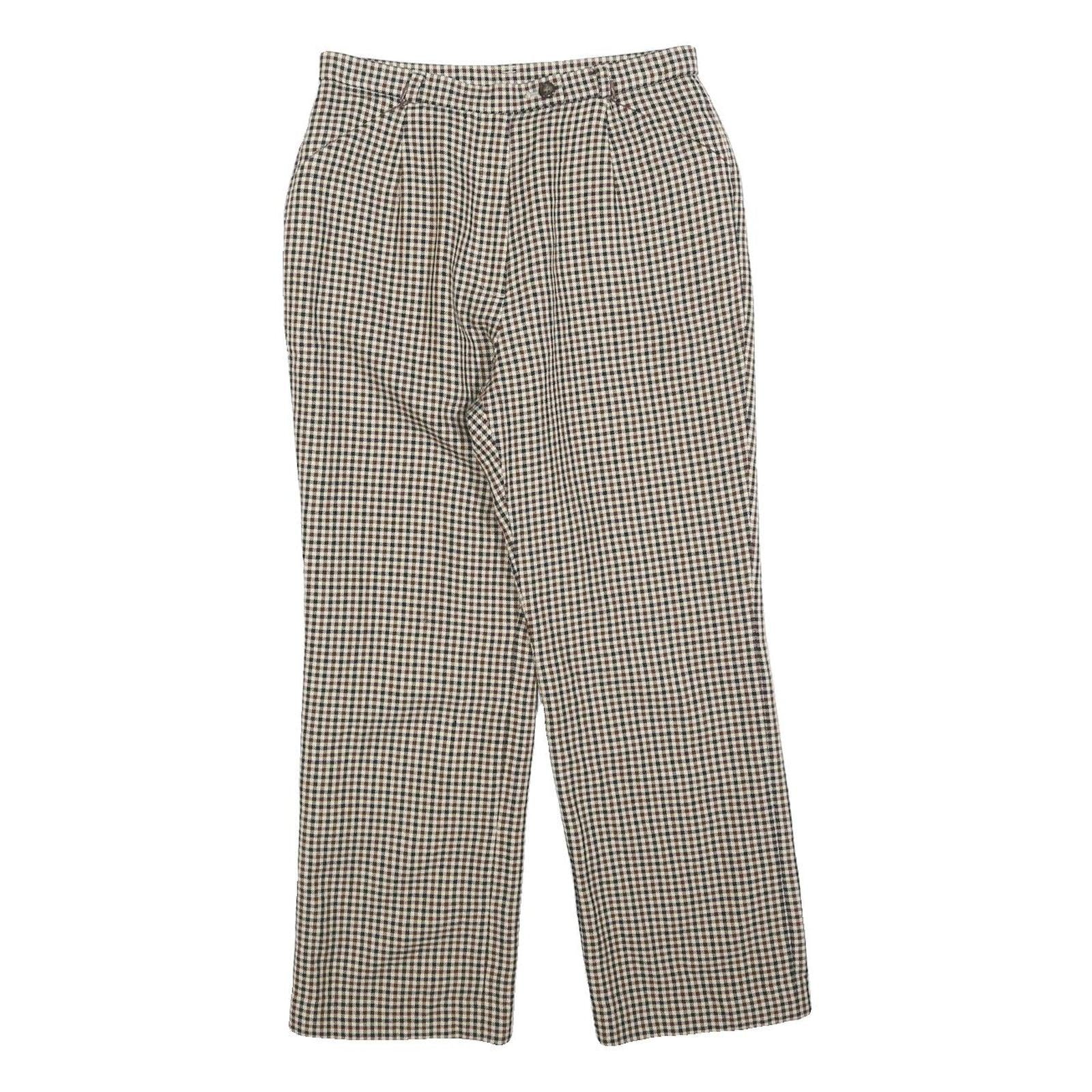 Womens Check Regular Fit Straight Leg Trousers W26 L24 Smart Casual Workwear