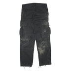 CARHARTT Mens Black Cotton Blend Relaxed Cargo Trousers W34 L32 Workwear