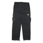CARHARTT Mens Black Cotton Blend Relaxed Cargo Trousers W34 L32 Workwear