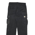 CARHARTT Mens Black Cotton Blend Relaxed Cargo Trousers W34 L32 Workwear