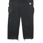 CARHARTT Mens Black Cotton Blend Relaxed Cargo Trousers W34 L32 Workwear