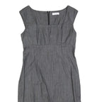 CALVIN KLEIN Womens Grey Fit & Flare Cotton Blend Dress M Elegant Workwear