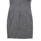 CALVIN KLEIN Womens Grey Fit & Flare Cotton Blend Dress M Elegant Workwear