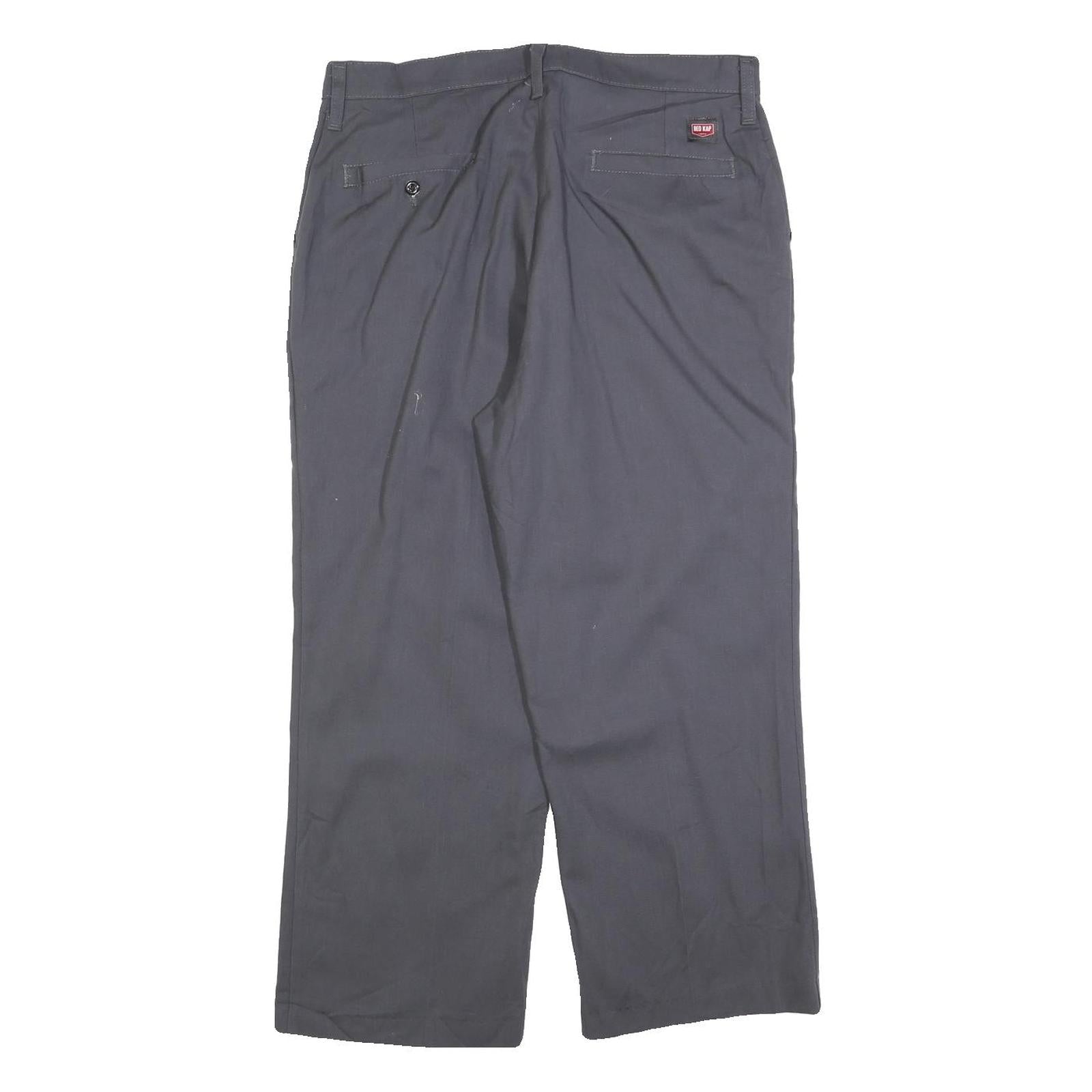 RED KAP Womens Relaxed Grey Cotton Blend Trousers W32 L26 Zip Pocket Workwear