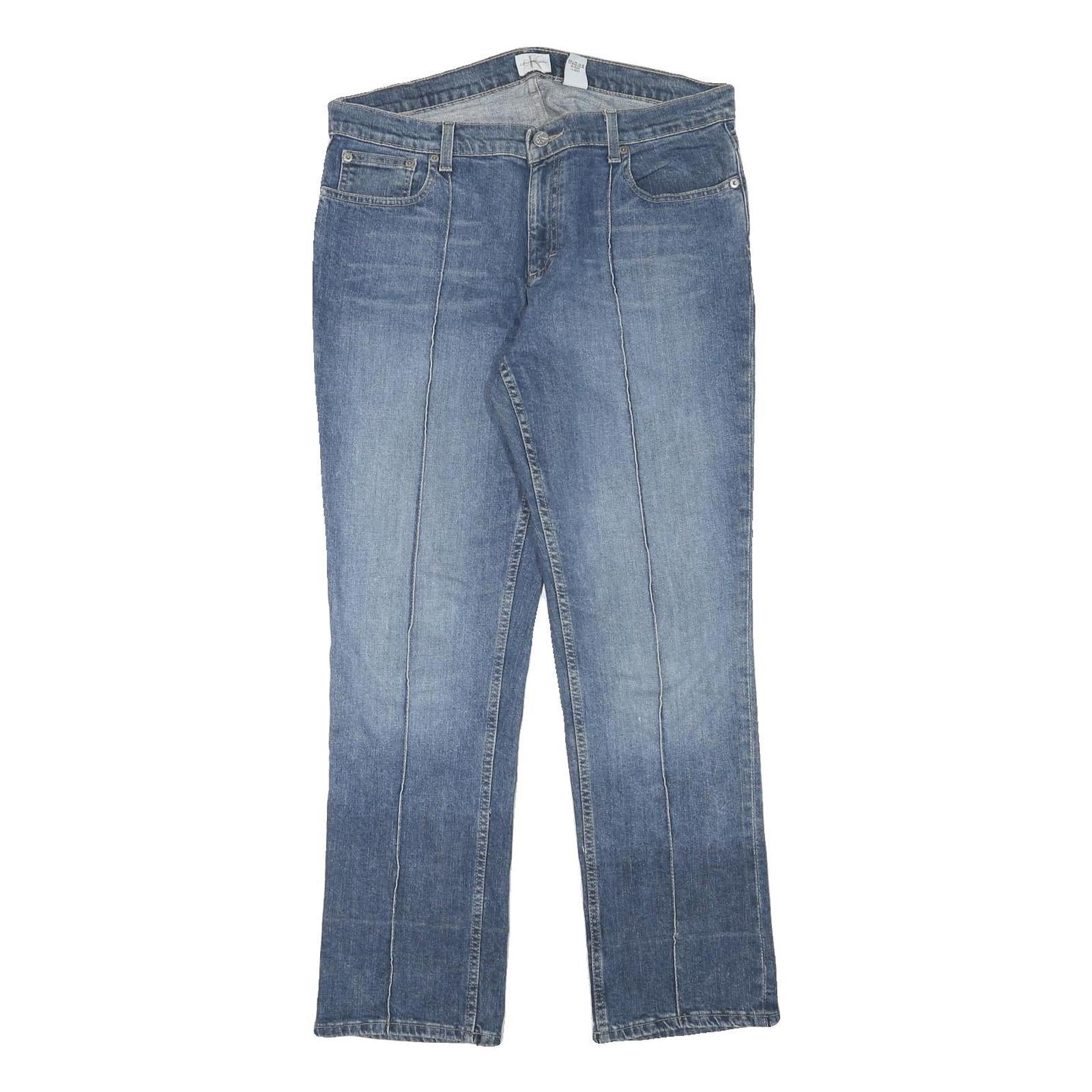 CALVIN KLEIN JEANS Womens Regular Fit Blue Denim Straight Cotton Blend W33 L29