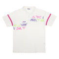 FILA Mens White & Pink Geometric Print Short Sleeve Polo Shirt L Cotton Casual