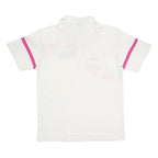 FILA Mens White & Pink Geometric Print Short Sleeve Polo Shirt L Cotton Casual