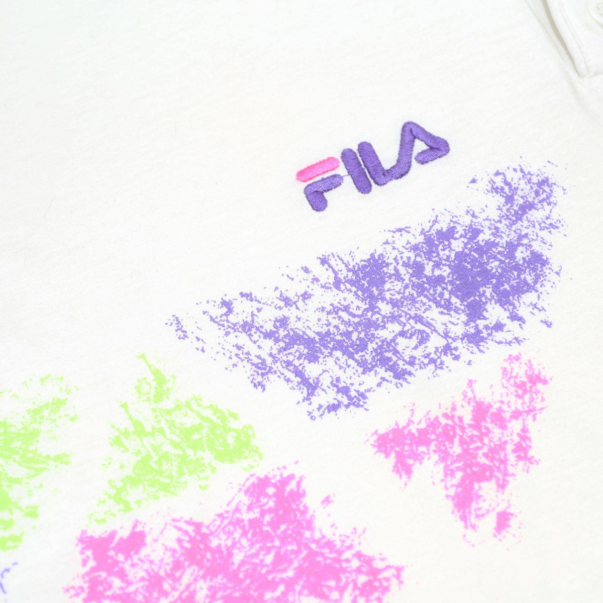 FILA Mens White & Pink Geometric Print Short Sleeve Polo Shirt L Cotton Casual