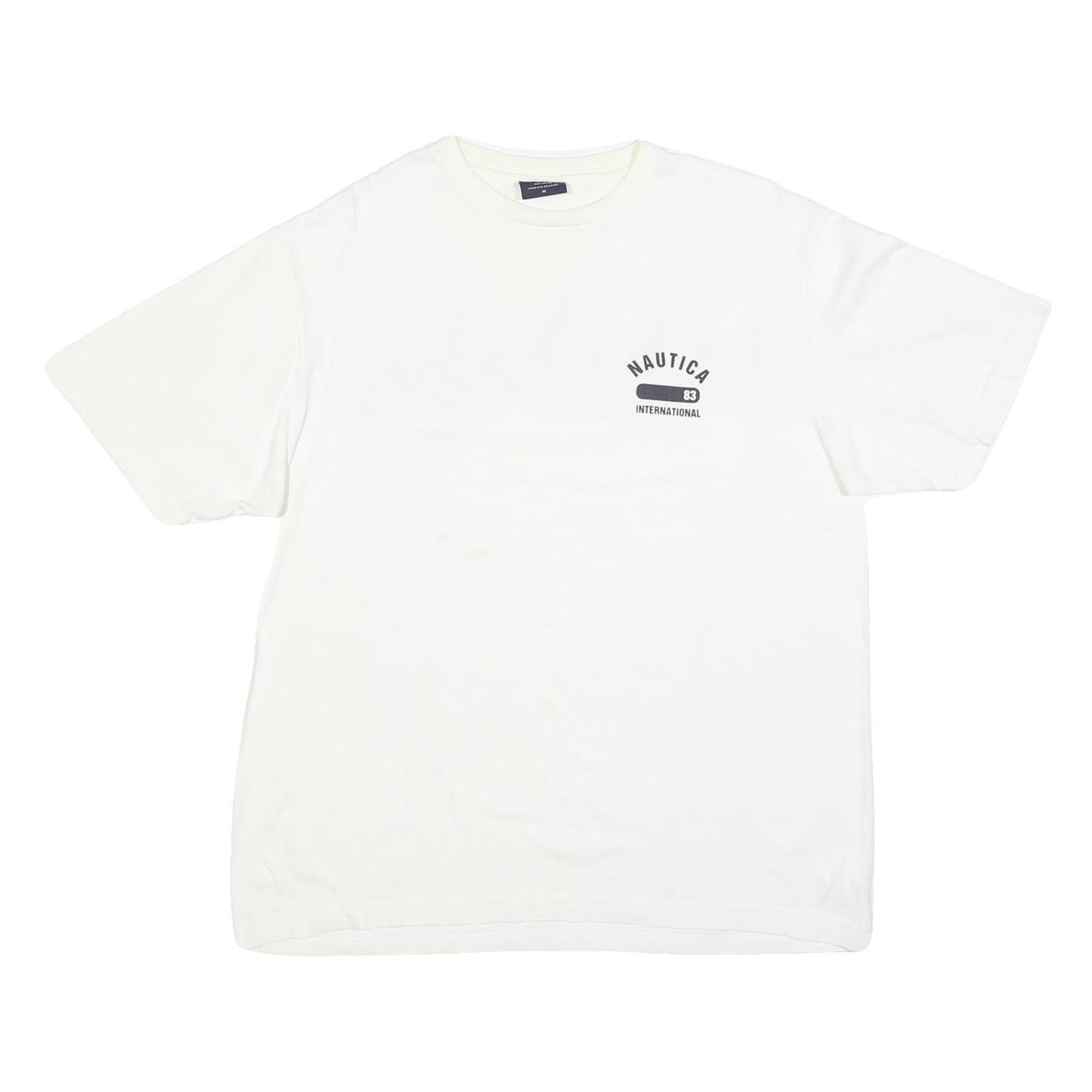 NAUTICA Mens White Graphic T-Shirt M Short Sleeve Crew Neck Sailing Print