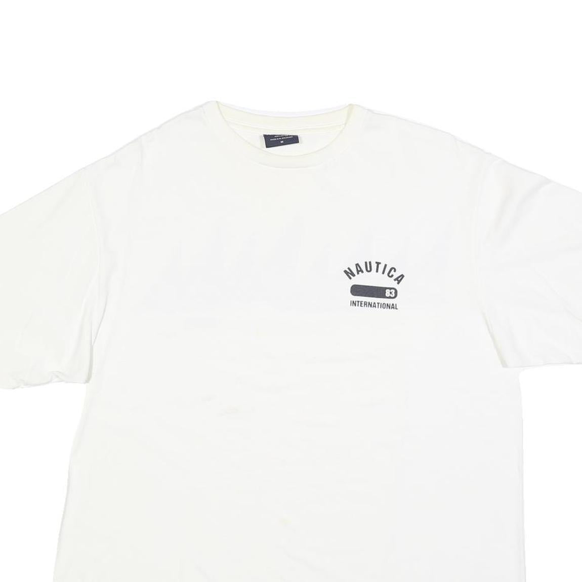 NAUTICA Mens White Graphic T-Shirt M Short Sleeve Crew Neck Sailing Print