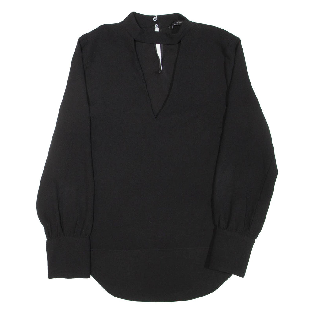 ZARA Womens Blouse Blue V-Neck Long Sleeve L