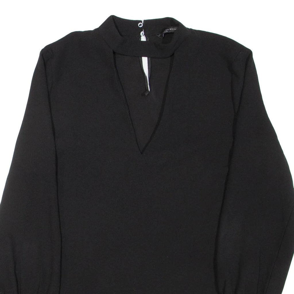 ZARA Womens Blouse Blue V-Neck Long Sleeve L