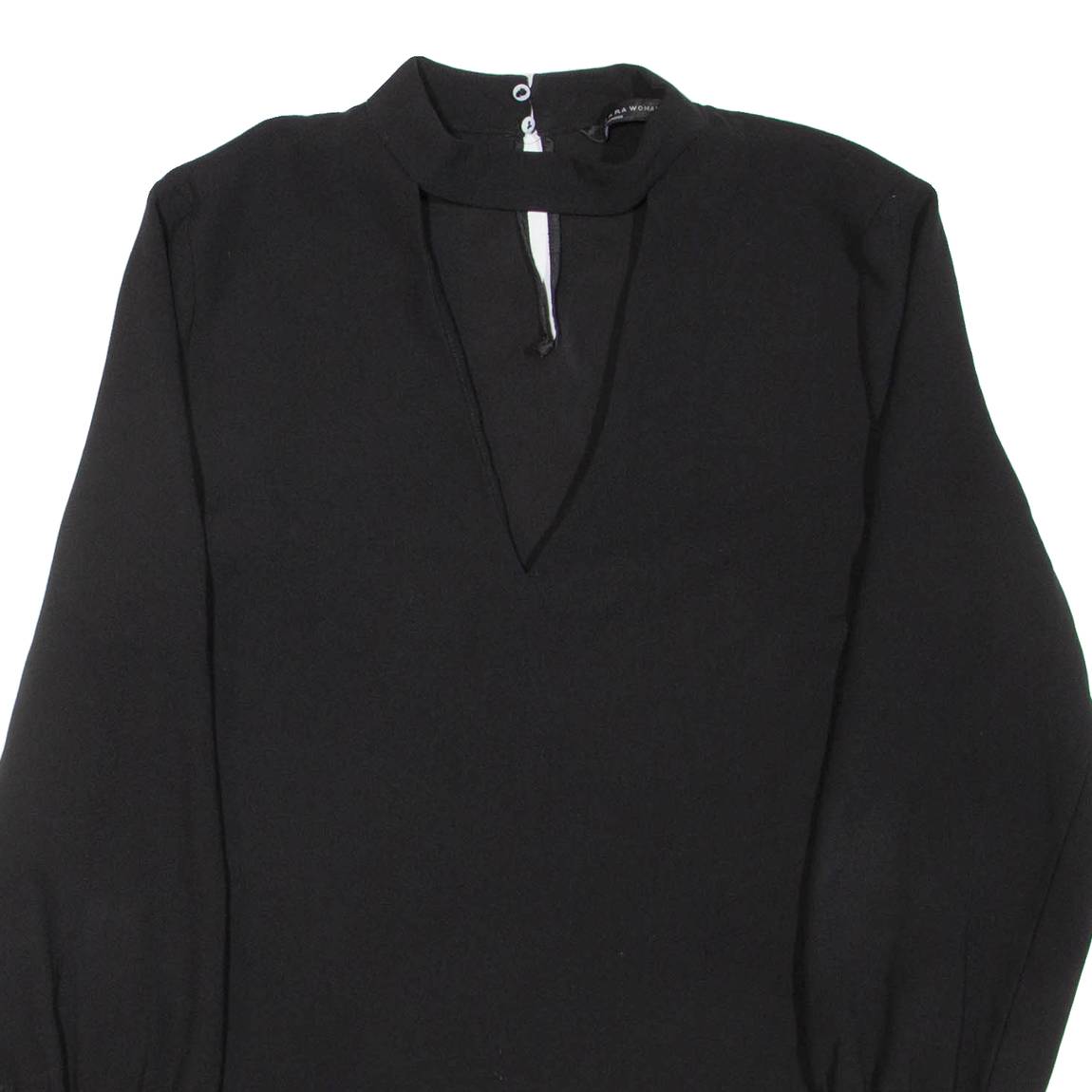 ZARA Womens Blouse Blue V-Neck Long Sleeve L