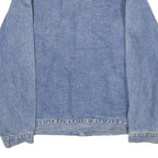 DUNBROOKE Mens Blue Leather Collar Denim Button Jacket XL Cotton Plaid Casual