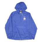 SPORTMASTER Womens Blue Hooded Nylon Jacket L Lightweight Windbreaker Half Zip