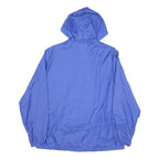 SPORTMASTER Womens Blue Hooded Nylon Jacket L Lightweight Windbreaker Half Zip