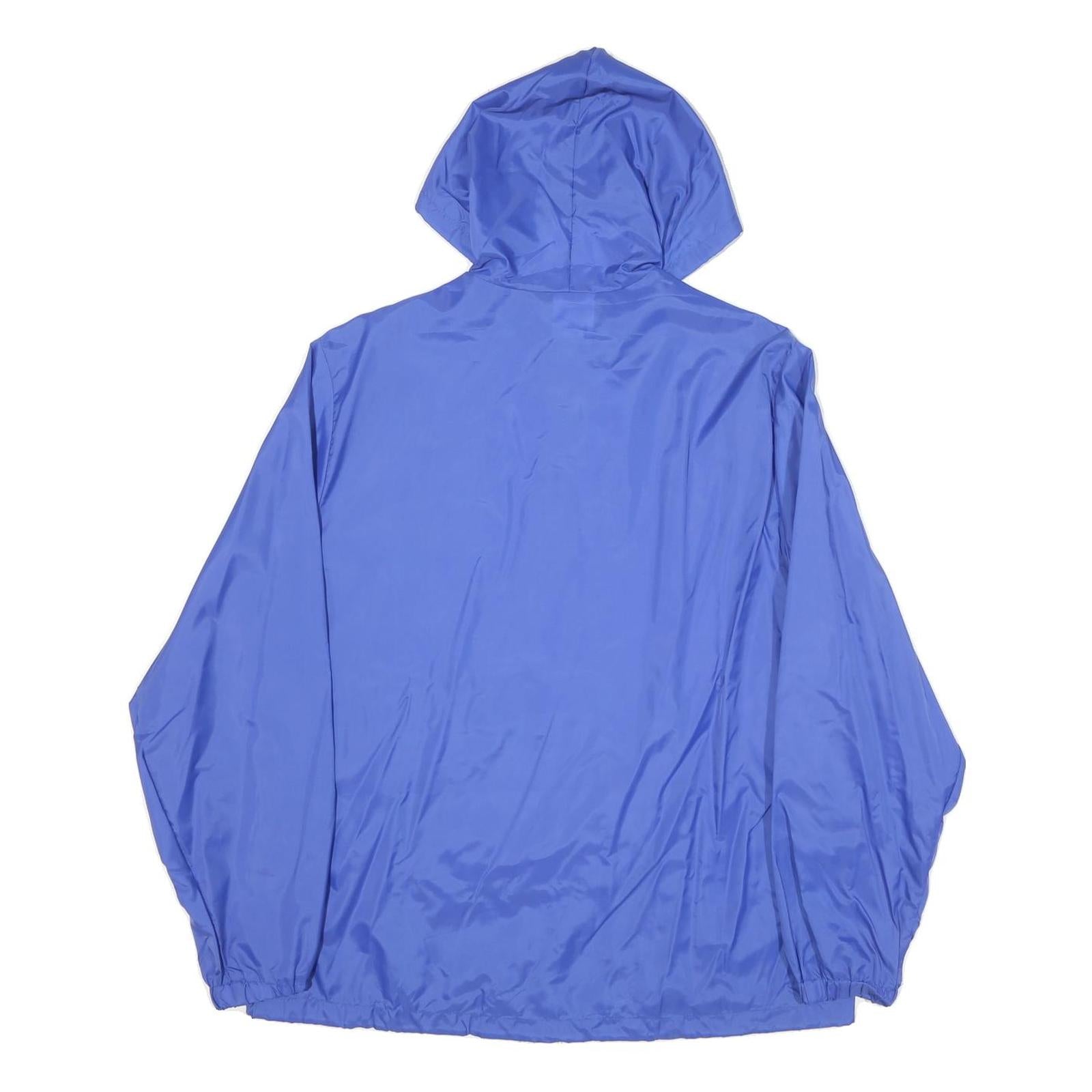 SPORTMASTER Womens Blue Hooded Nylon Jacket L Lightweight Windbreaker Half Zip