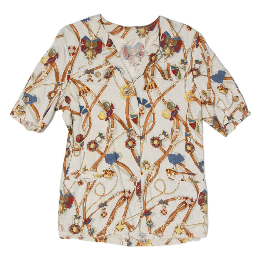 LIOLA Womens Shirt Beige Viscose Crazy Pattern L