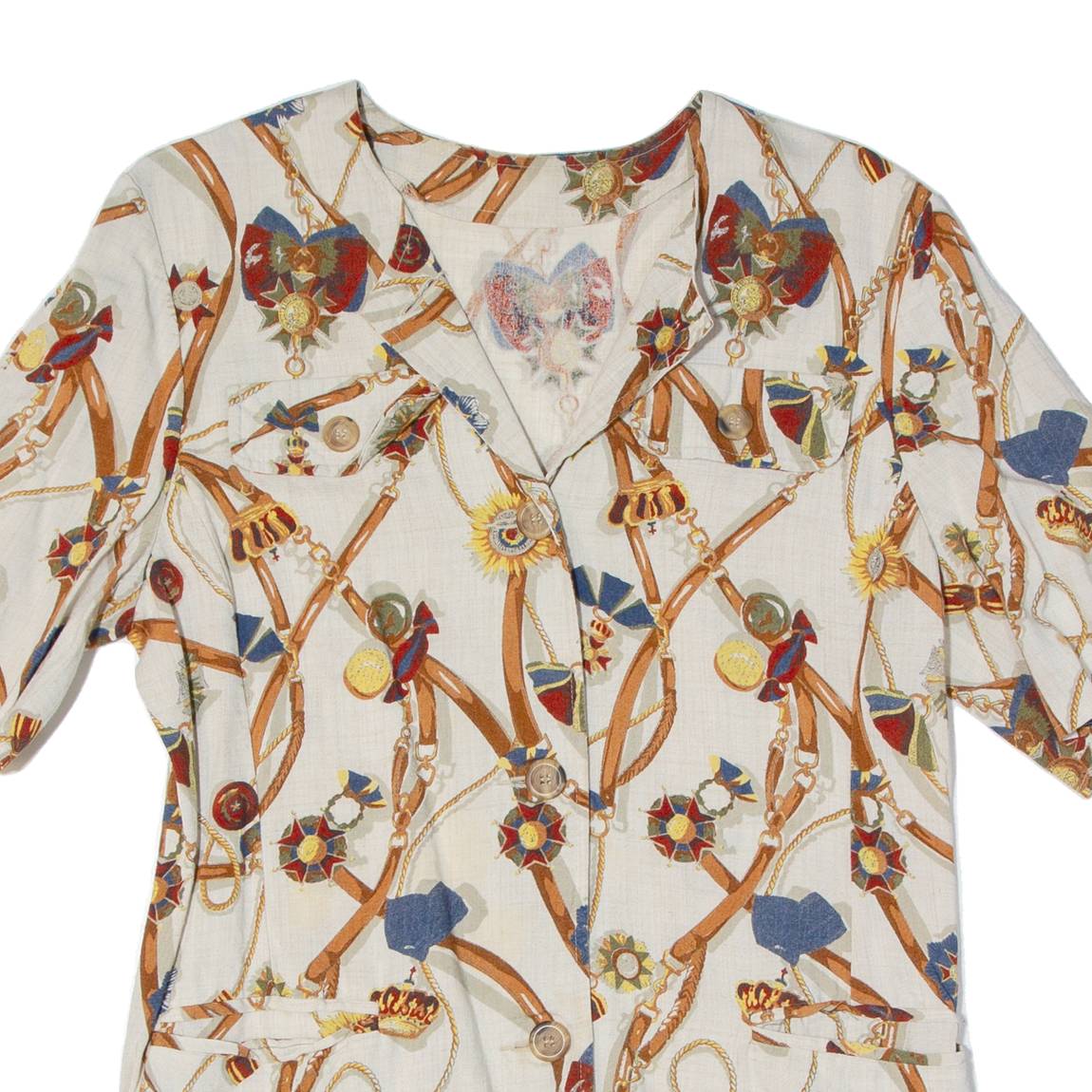 LIOLA Womens Shirt Beige Viscose Crazy Pattern L