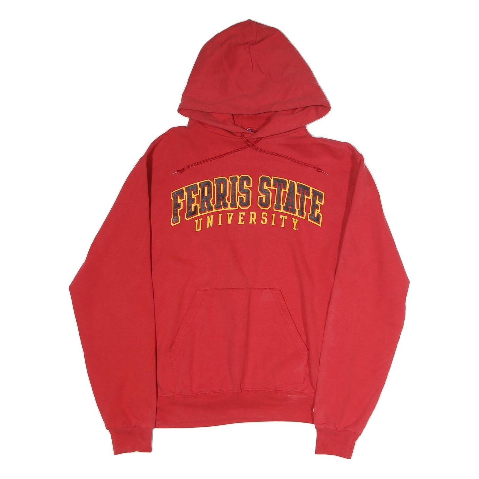 CHAMPION Mens Red Ferris State University Pullover Hoodie M Cotton Casual