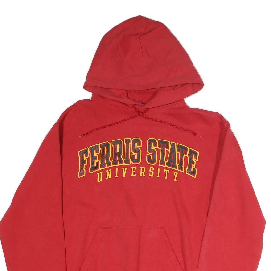 CHAMPION Mens Red Ferris State University Pullover Hoodie M Cotton Casual