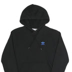 ADIDAS Mens Black Hoodie XS Blue Trefoil Logo Pullover Cotton Blend
