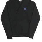 ADIDAS Mens Black Hoodie XS Blue Trefoil Logo Pullover Cotton Blend