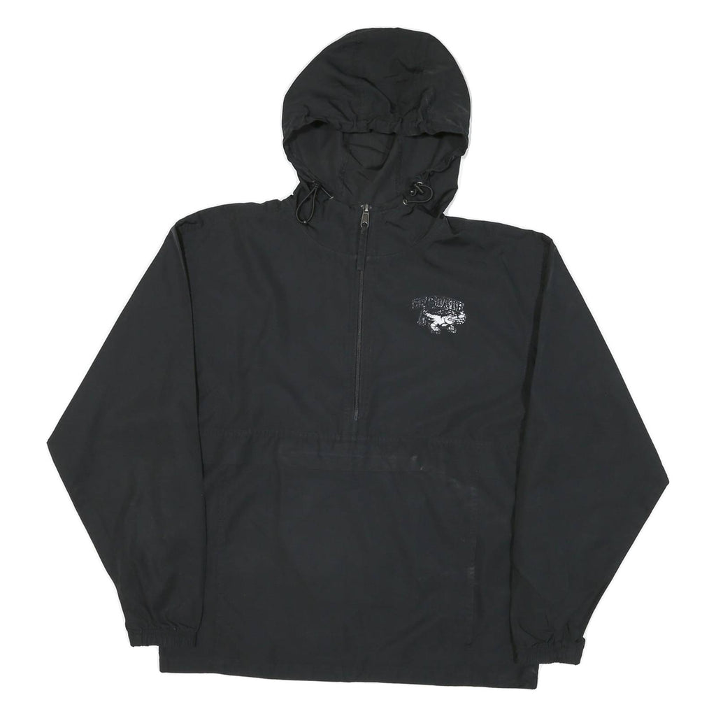 CHAMPION Mens Black Zip Hooded Outdoor Jacket S Polyester Blend Woven Plain