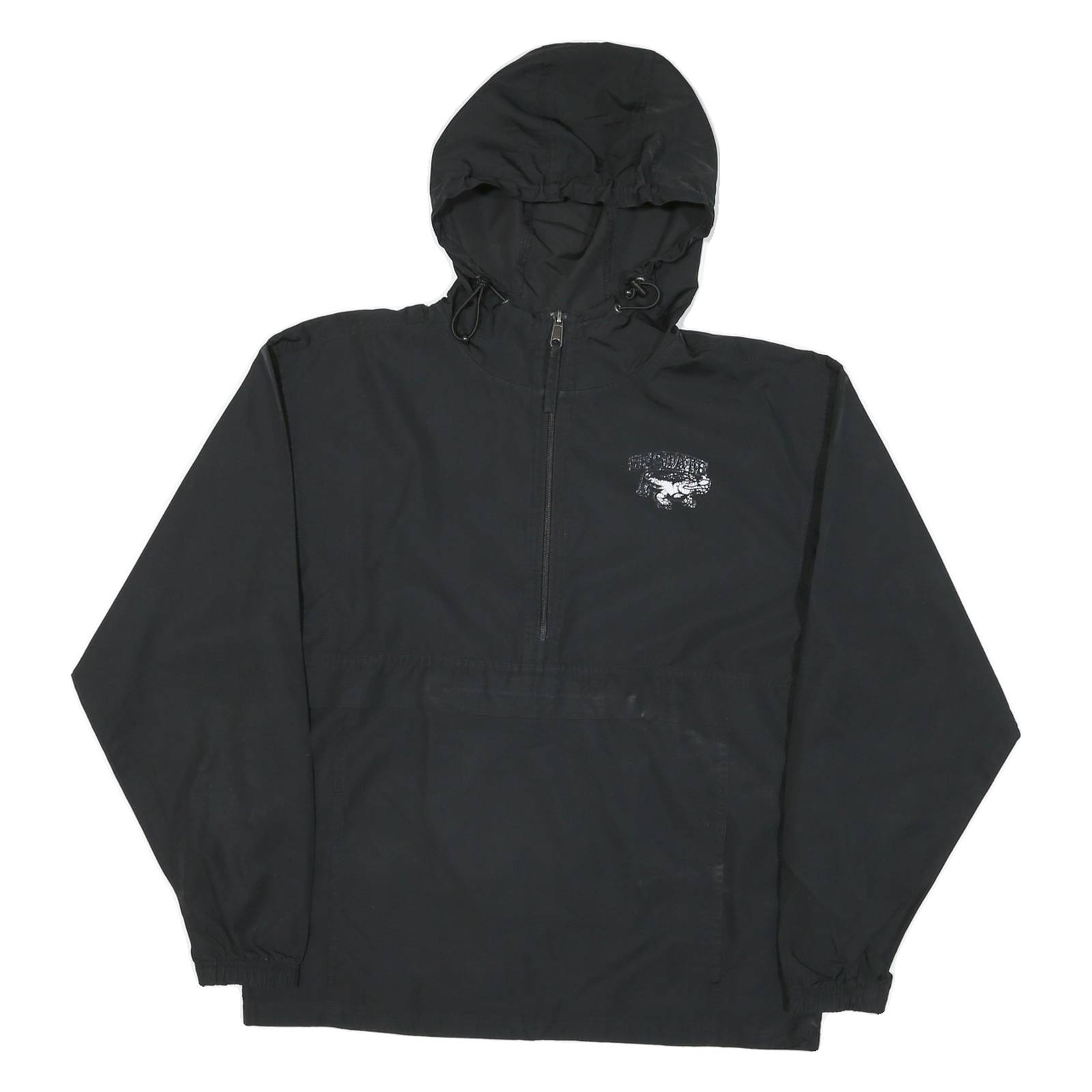 CHAMPION Mens Black Zip Hooded Outdoor Jacket S Polyester Blend Woven Plain