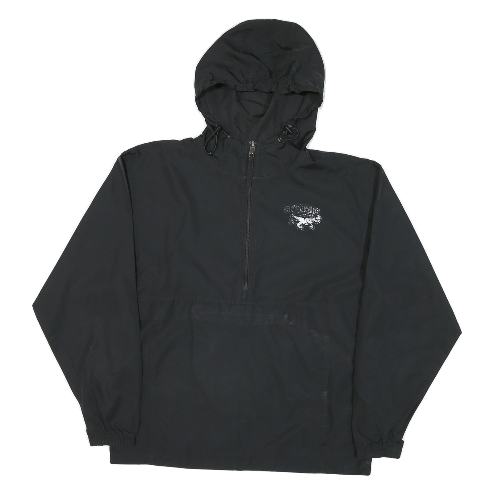 CHAMPION Mens Black Zip Hooded Outdoor Jacket S Polyester Blend Woven Plain