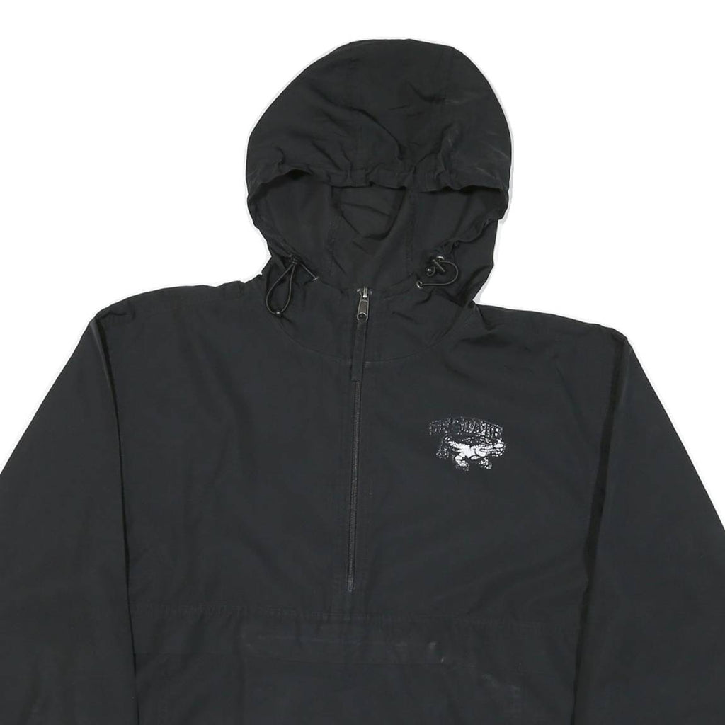 CHAMPION Mens Black Zip Hooded Outdoor Jacket S Polyester Blend Woven Plain