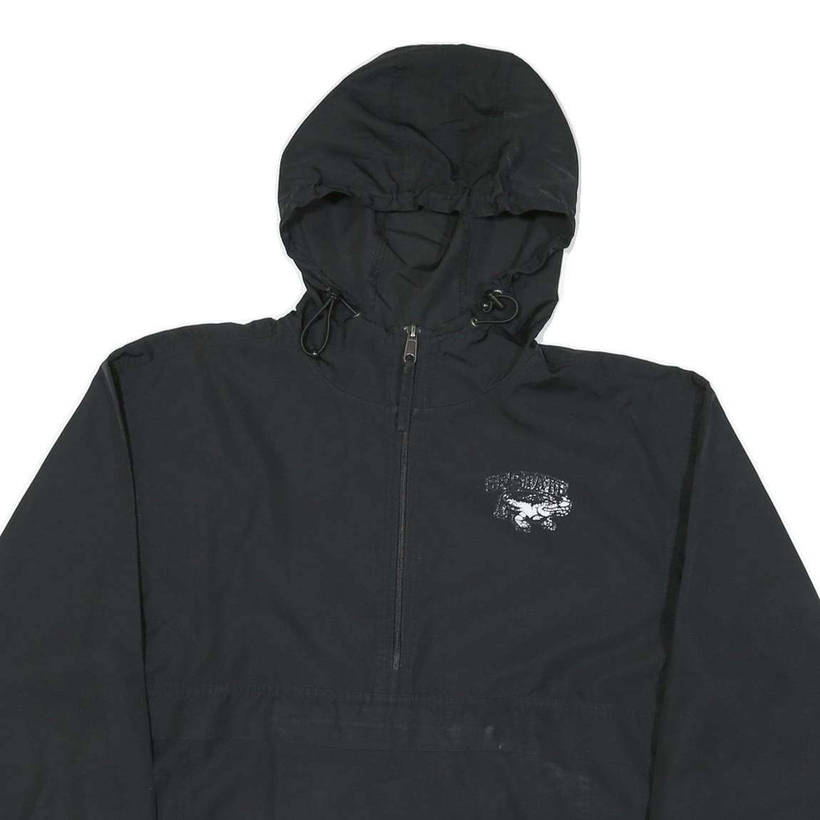CHAMPION Mens Black Zip Hooded Outdoor Jacket S Polyester Blend Woven Plain