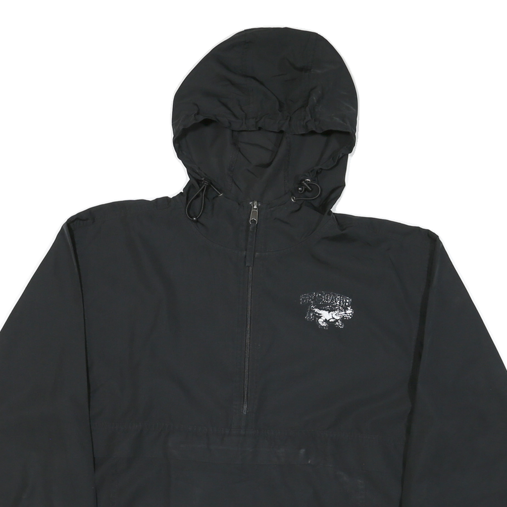 CHAMPION Mens Black Zip Hooded Outdoor Jacket S Polyester Blend Woven Plain