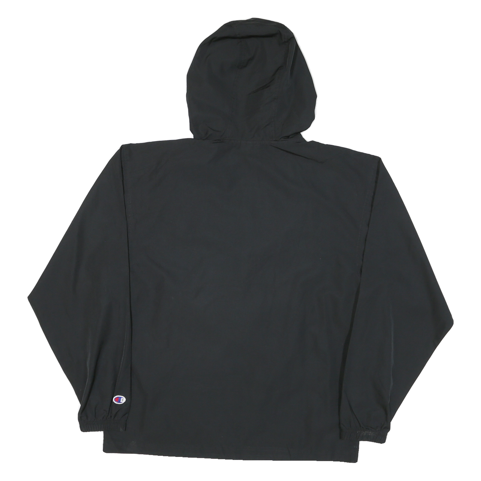 CHAMPION Mens Black Zip Hooded Outdoor Jacket S Polyester Blend Woven Plain