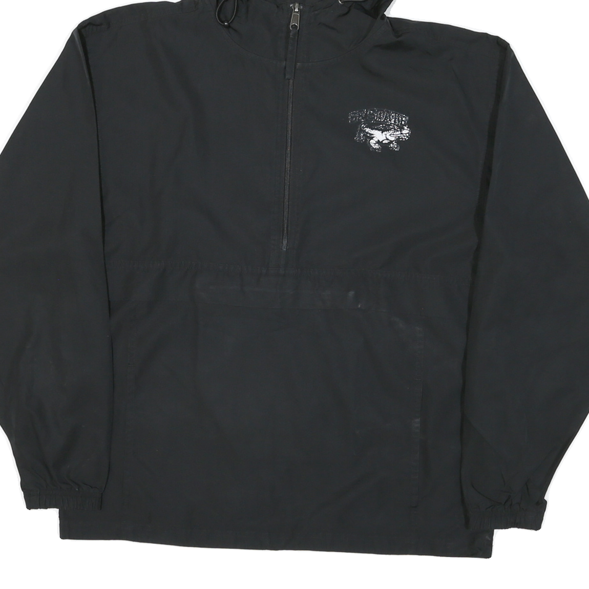 CHAMPION Mens Black Zip Hooded Outdoor Jacket S Polyester Blend Woven Plain