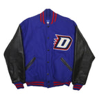 TM ATHLETICS Mens Blue & Black Varsity Jacket XL Wool Blend Button Bomber