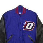TM ATHLETICS Mens Blue & Black Varsity Jacket XL Wool Blend Button Bomber